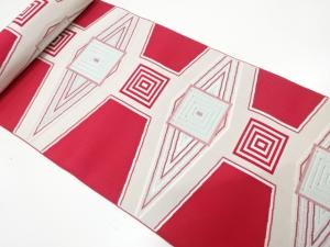 アンティーク　幾何学模様織り出し　八寸帯地反物